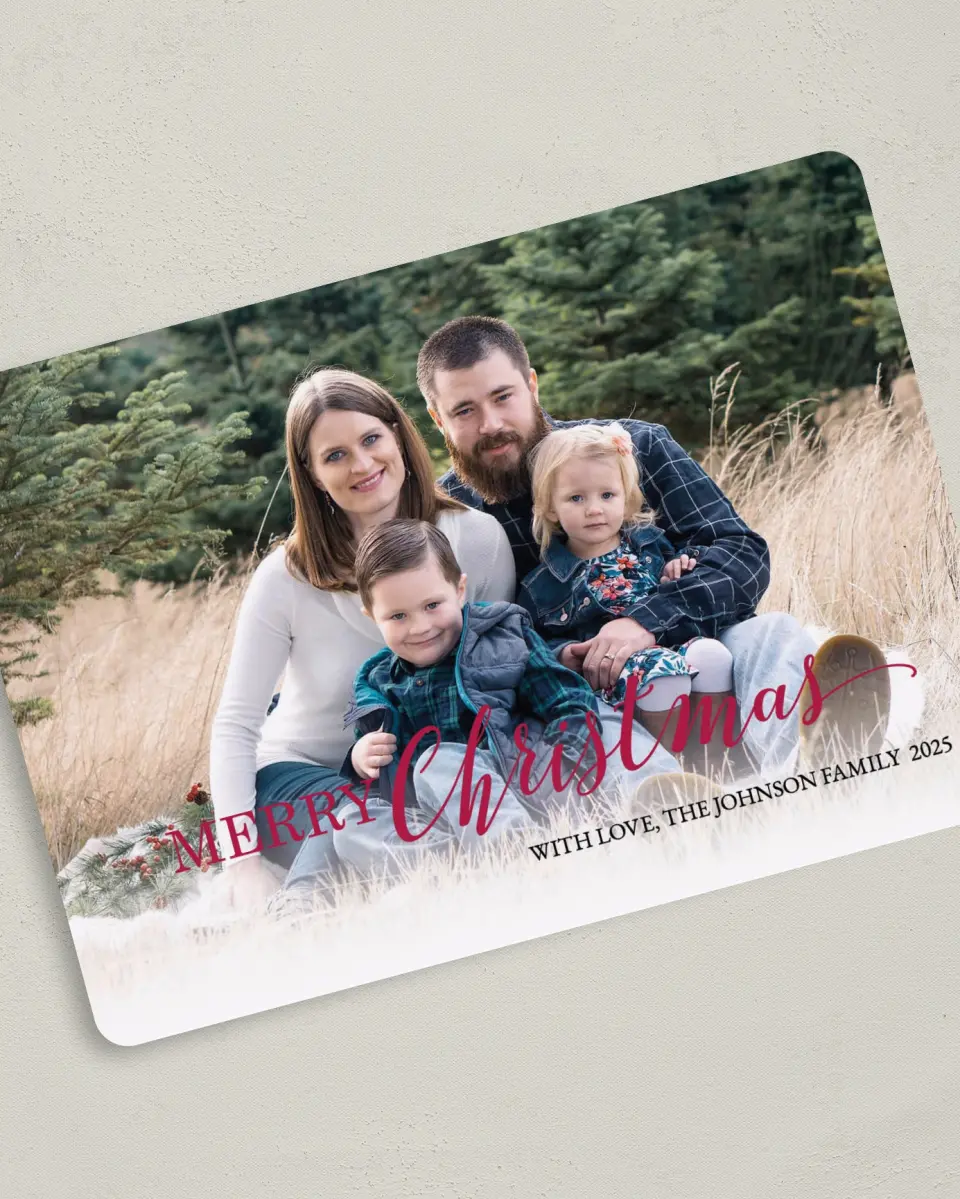 This is a 5" x 7" Christmas Card called Merry Mistletoe printed in full color on Premium Smooth paper