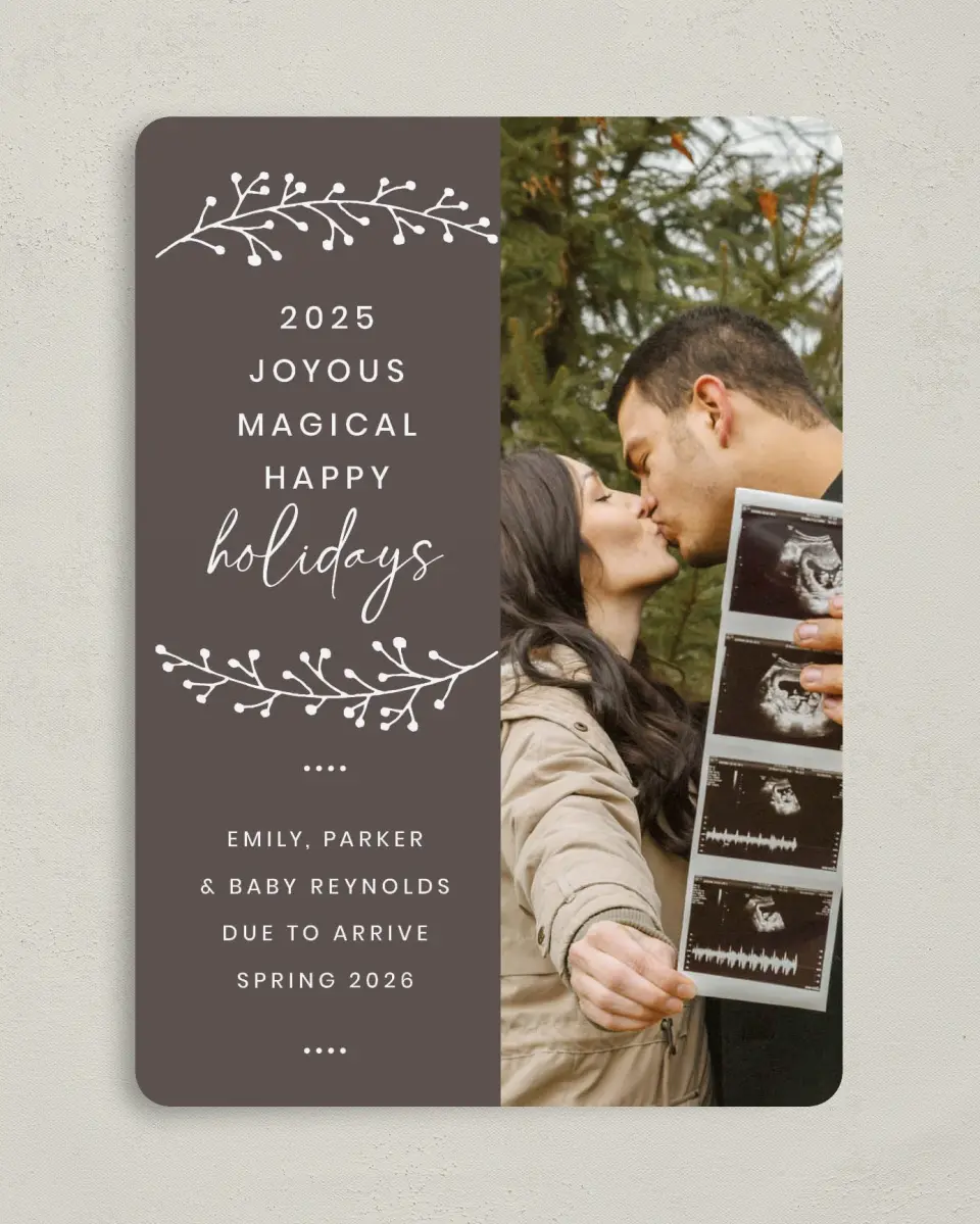 This is a 5" x 7" Christmas Card called Magical News printed in full color on Premium Smooth paper