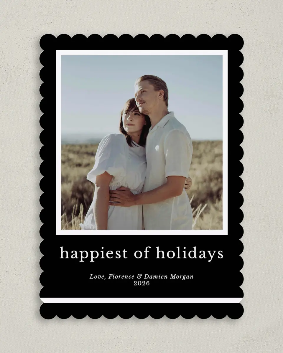 This is a 5" x 7" Christmas Card called Happiest Stripes printed in full color on Premium Smooth paper on Premium Smooth paper on Premium Smooth paper