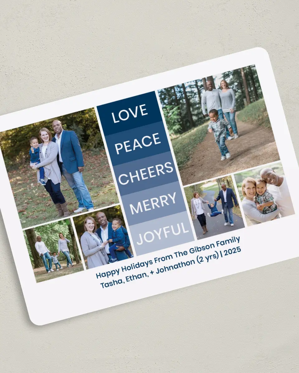 This is a 5" x 7" Christmas Card called Contemporary Wishes printed in full color on Premium Smooth paper