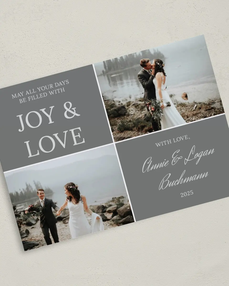 This is a 5" x 7" Christmas Card called Chic Checkers printed in full color on Premium Smooth paper