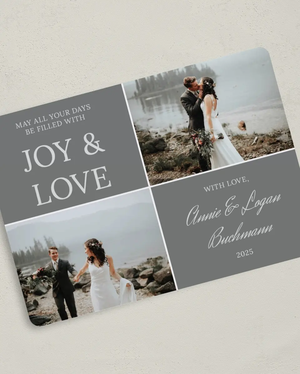 This is a 5" x 7" Christmas Card called Chic Checkers printed in full color on Premium Smooth paper
