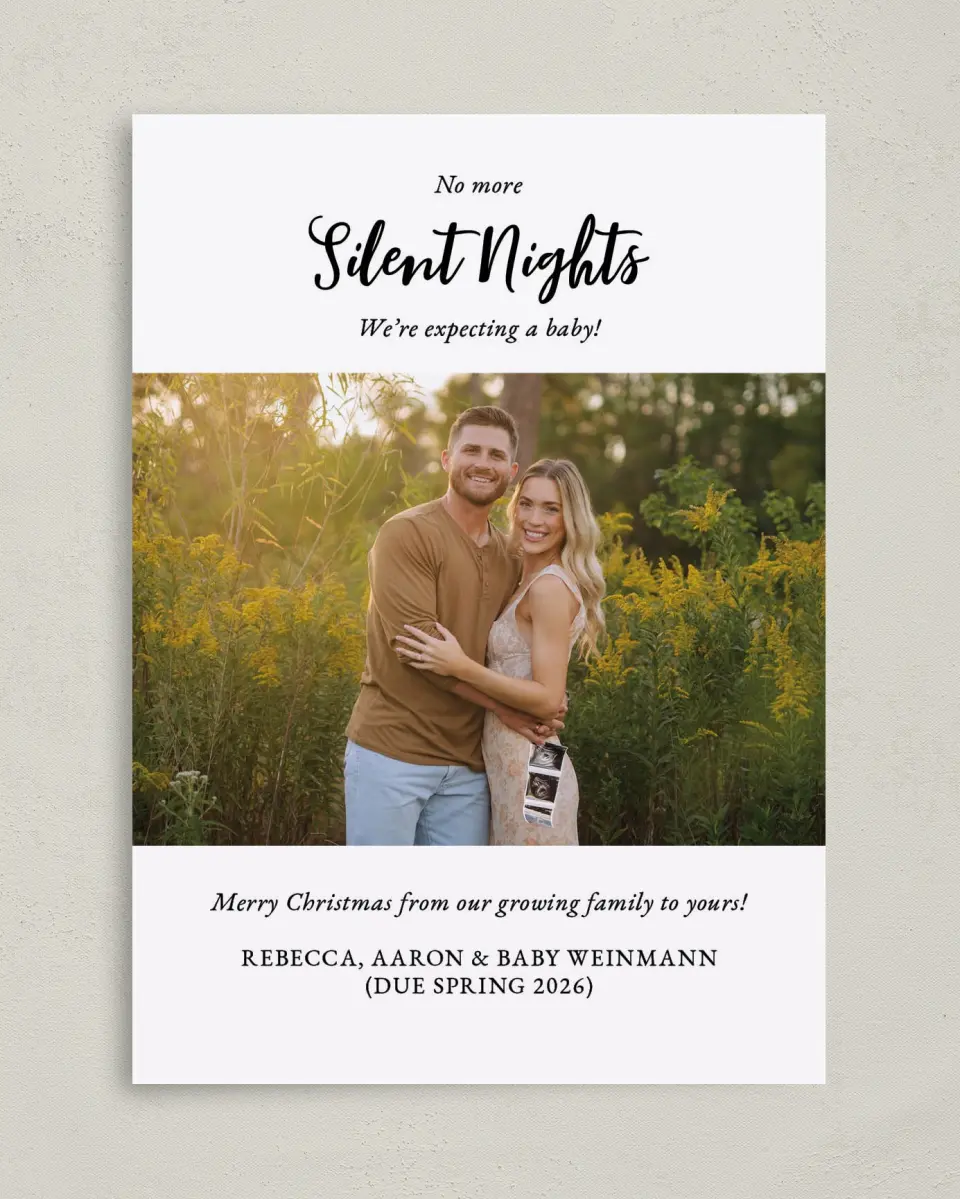 This is a 5" x 7" Christmas Card called Silent Nights Stripes printed in full color on Premium Smooth paper