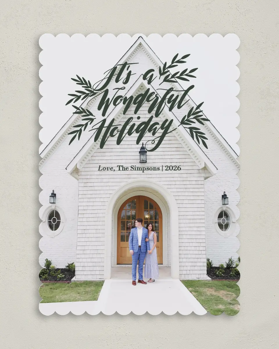 This is a 5" x 7" Christmas Card called Holiday Wonder printed in full color on Premium Smooth paper on Premium Smooth paper on Premium Smooth paper