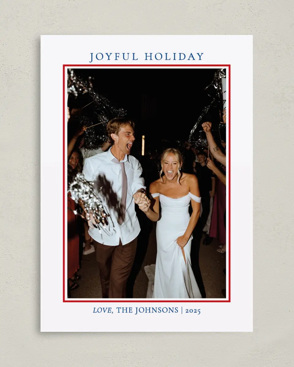This is a 5" x 7" Christmas Card called Joyful & Beautiful printed in full color on Premium Smooth paper
