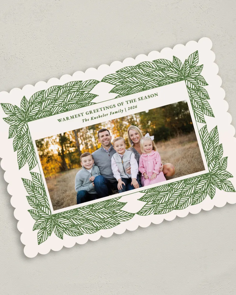 This is a 5" x 7" Christmas Card called Peaceful Palms printed in full color on Premium Smooth paper on Premium Smooth paper on Premium Smooth paper