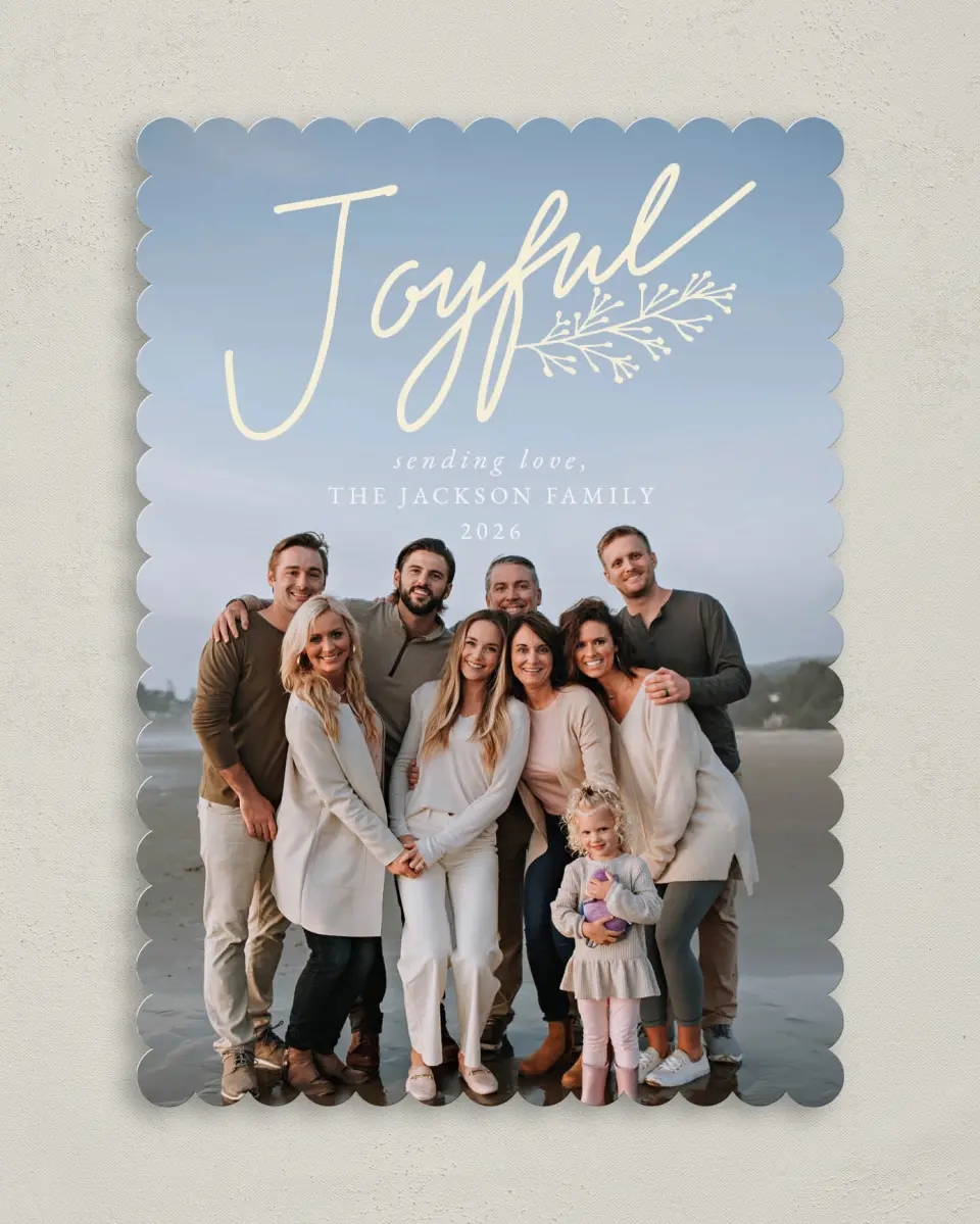 This is a 5" x 7" Christmas Card called Joyful & Bright printed in full color on Premium Smooth paper on Premium Smooth paper on Premium Smooth paper