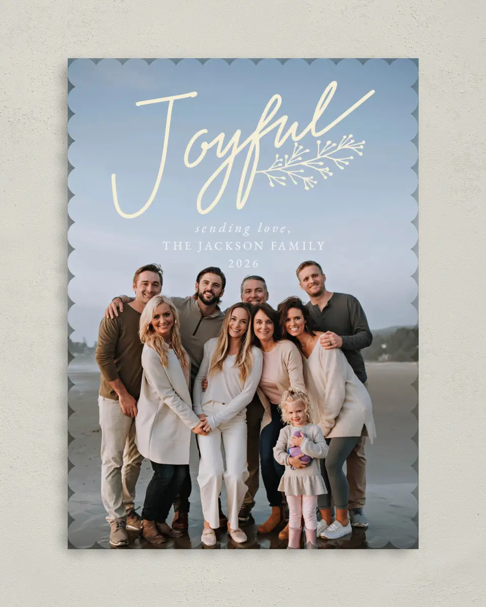 This is a 5" x 7" Christmas Card called Joyful & Bright printed in full color on Premium Smooth paper on Premium Smooth paper on Premium Smooth paper