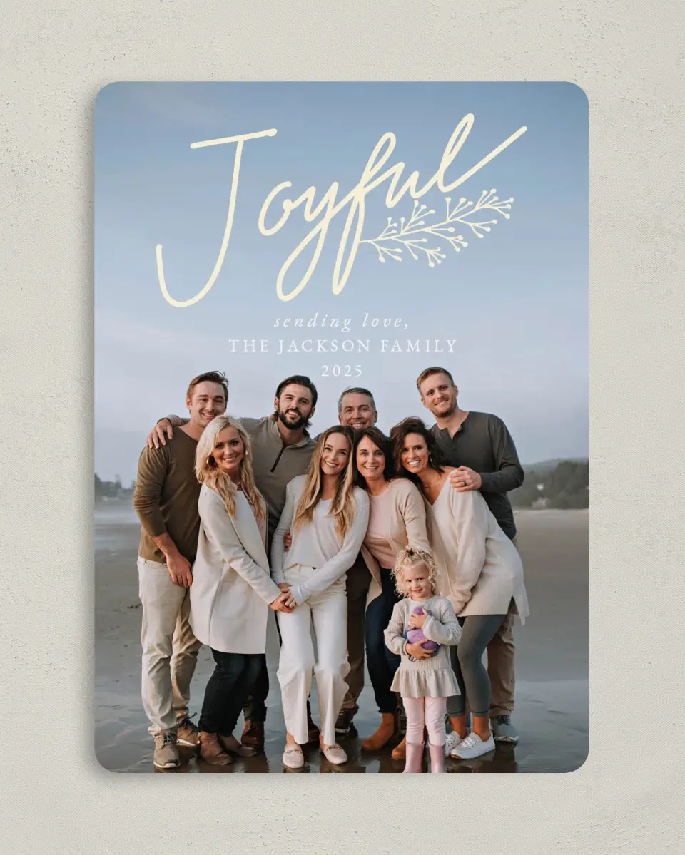 This is a 5" x 7" Christmas Card called Joyful & Bright printed in full color on Premium Smooth paper