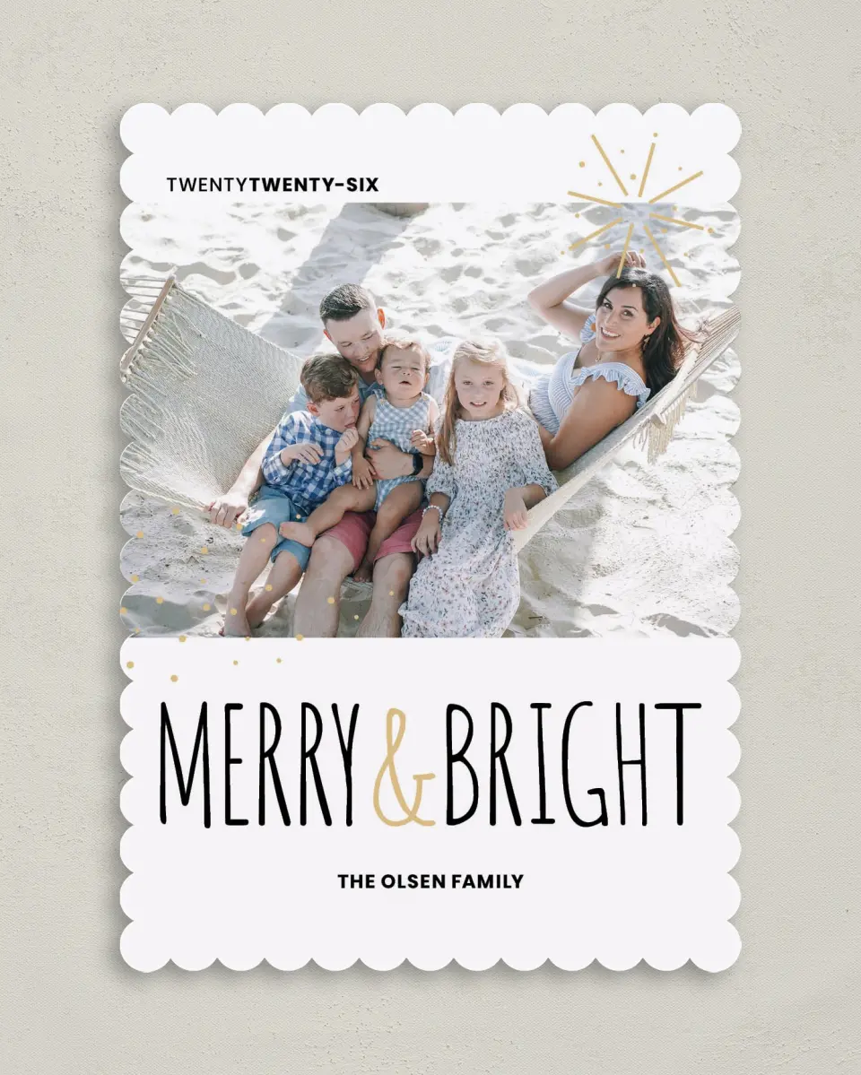 This is a 5" x 7" Christmas Card called Merry Confetti printed in full color on Premium Smooth paper on Premium Smooth paper on Premium Smooth paper