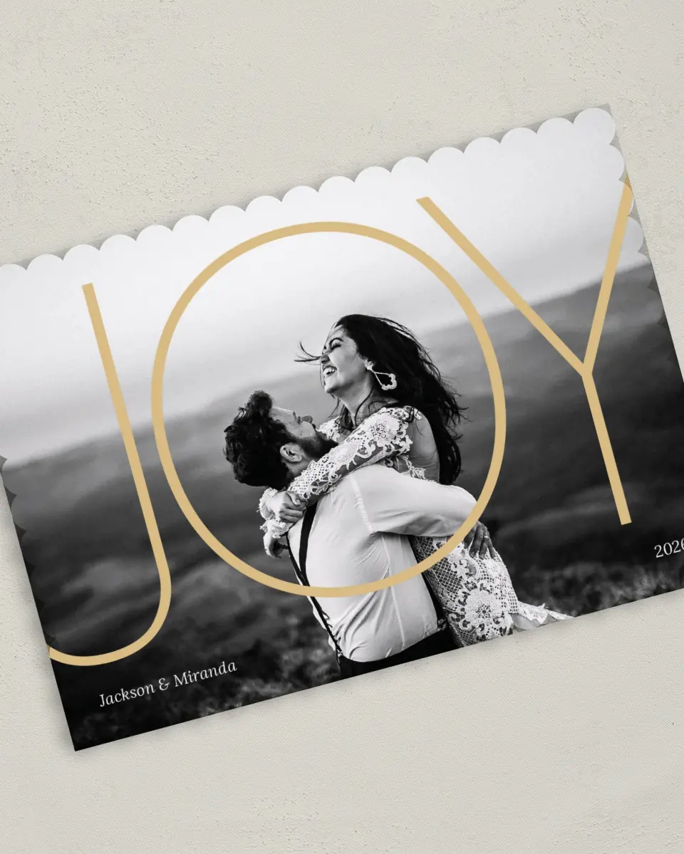 This is a 5" x 7" Christmas Card called Circle of Joy printed in full color on Premium Smooth paper on Premium Smooth paper on Premium Smooth paper