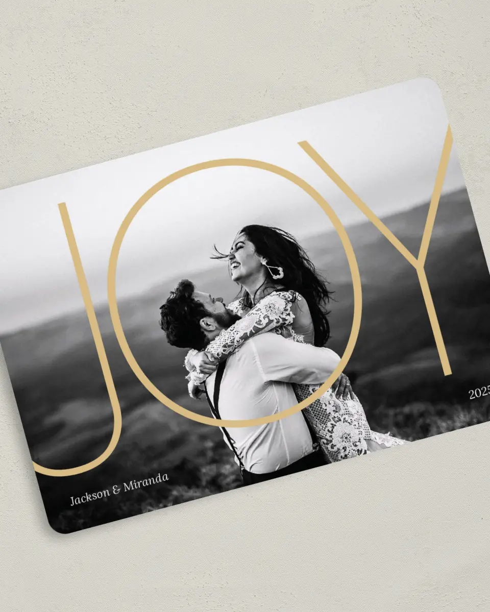 This is a 5" x 7" Christmas Card called Circle of Joy printed in full color on Premium Smooth paper