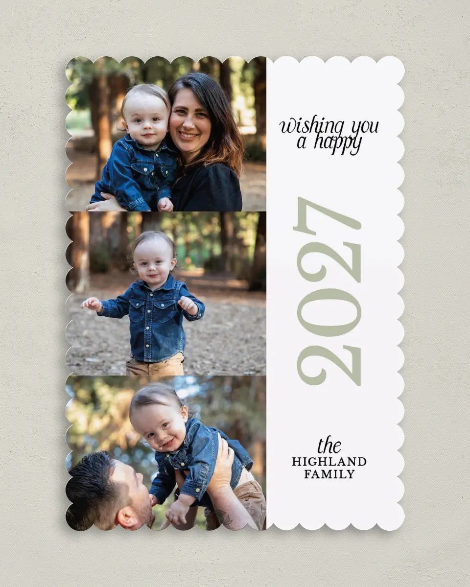 This is a 5" x 7" Christmas Card called New Year's Wishes printed in full color on Premium Smooth paper on Premium Smooth paper on Premium Smooth paper