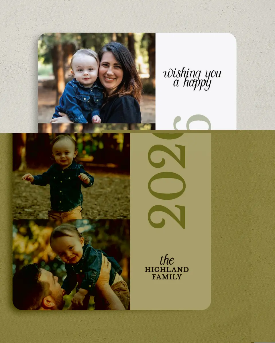 This is a 5" x 7" Christmas Card called New Year's Wishes printed in full color on Premium Smooth paper