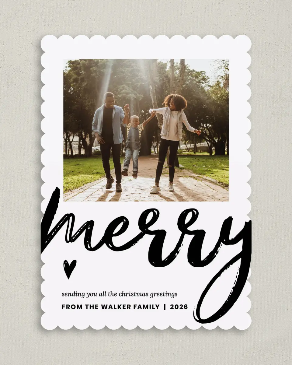 This is a 5" x 7" Christmas Card called Words of Cheer printed in full color on Premium Smooth paper on Premium Smooth paper on Premium Smooth paper