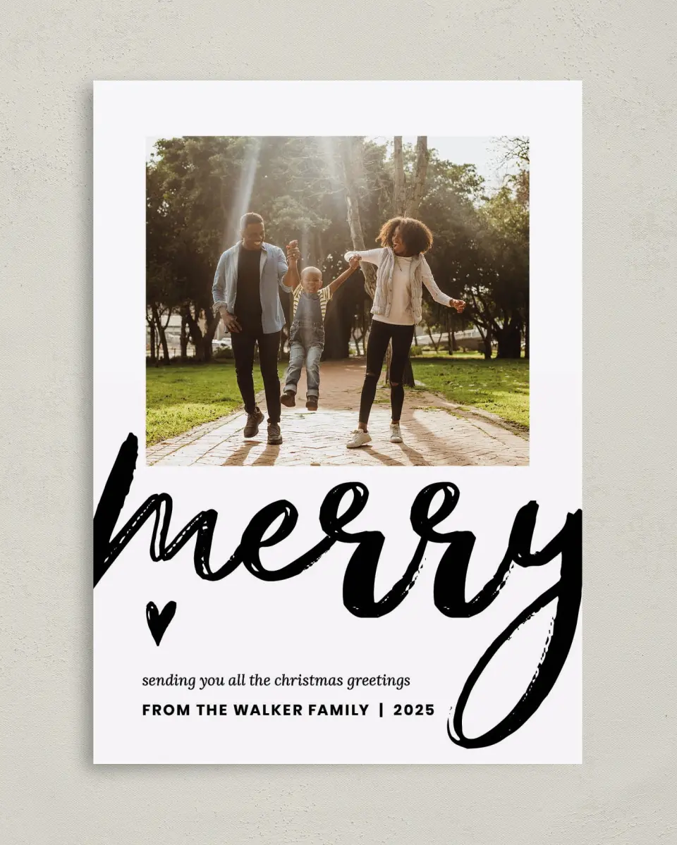 This is a 5" x 7" Christmas Card called Words of Cheer printed in full color on Premium Smooth paper