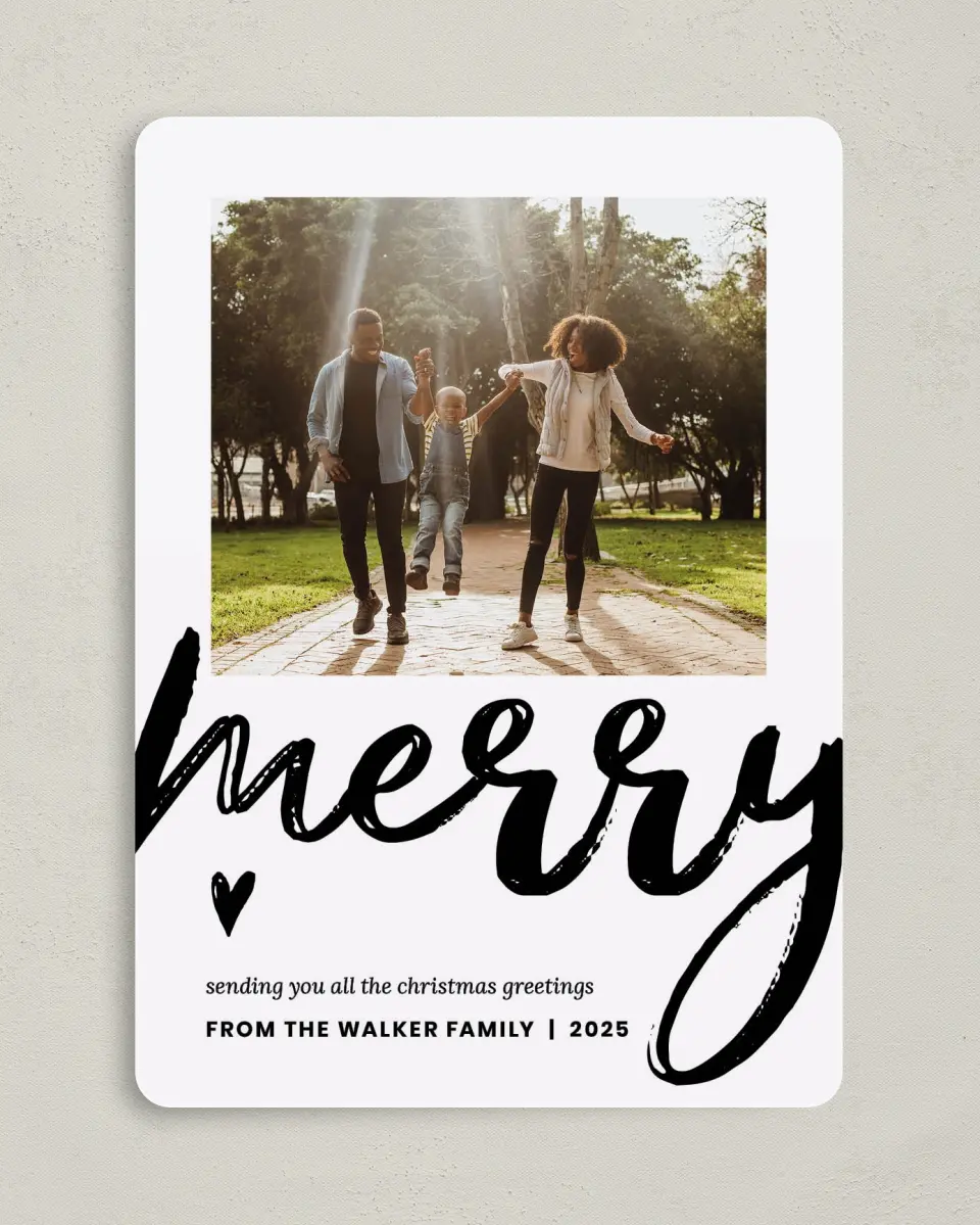 This is a 5" x 7" Christmas Card called Words of Cheer printed in full color on Premium Smooth paper