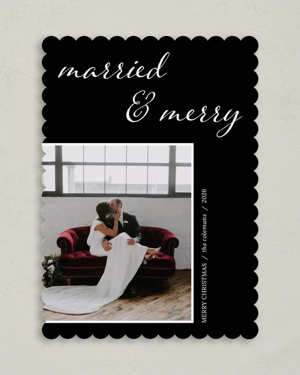This is a 5" x 7" Christmas Card called Modern Marry printed in full color on Premium Smooth paper on Premium Smooth paper on Premium Smooth paper