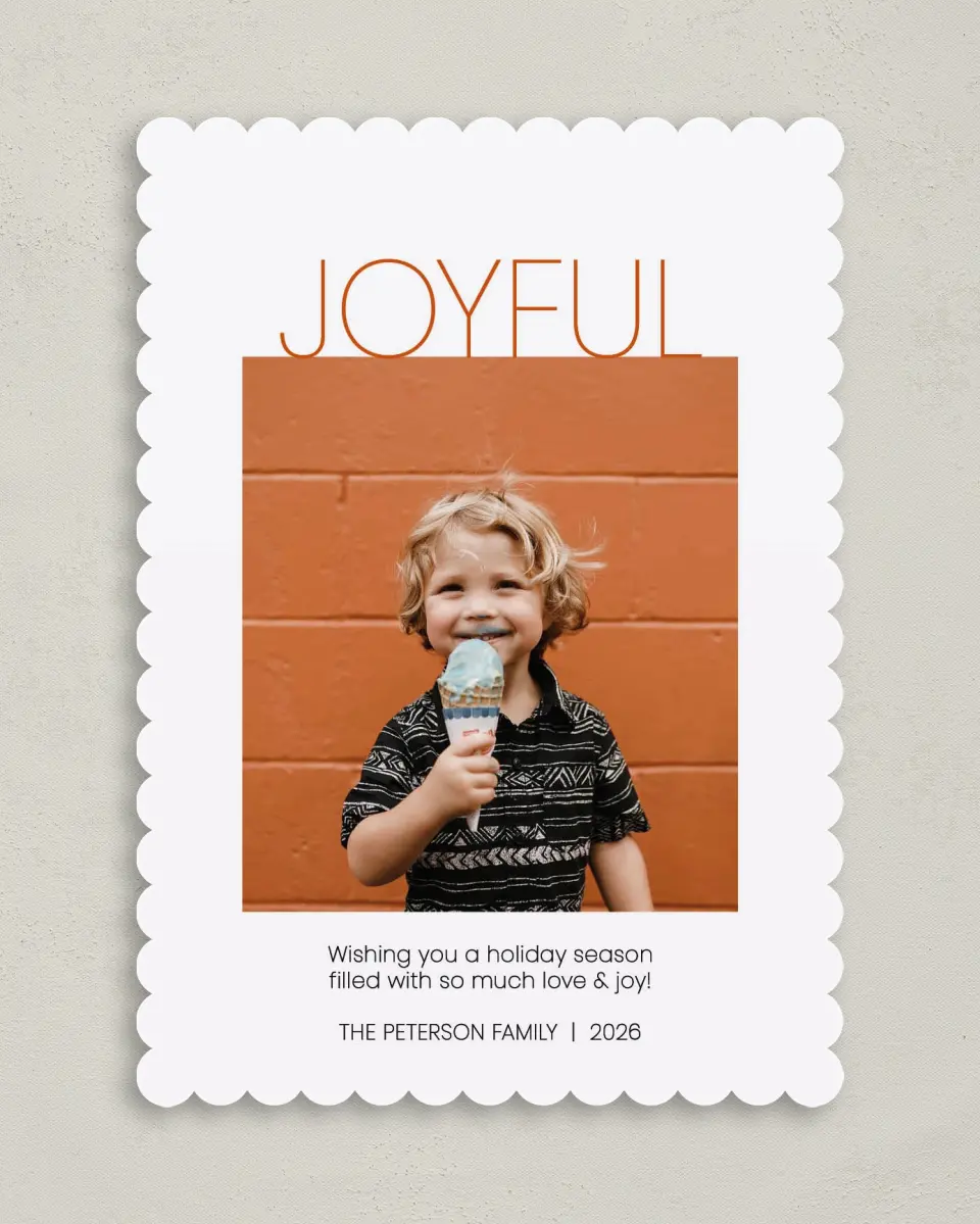 This is a 5" x 7" Christmas Card called Joyful Season printed in full color on Premium Smooth paper on Premium Smooth paper on Premium Smooth paper