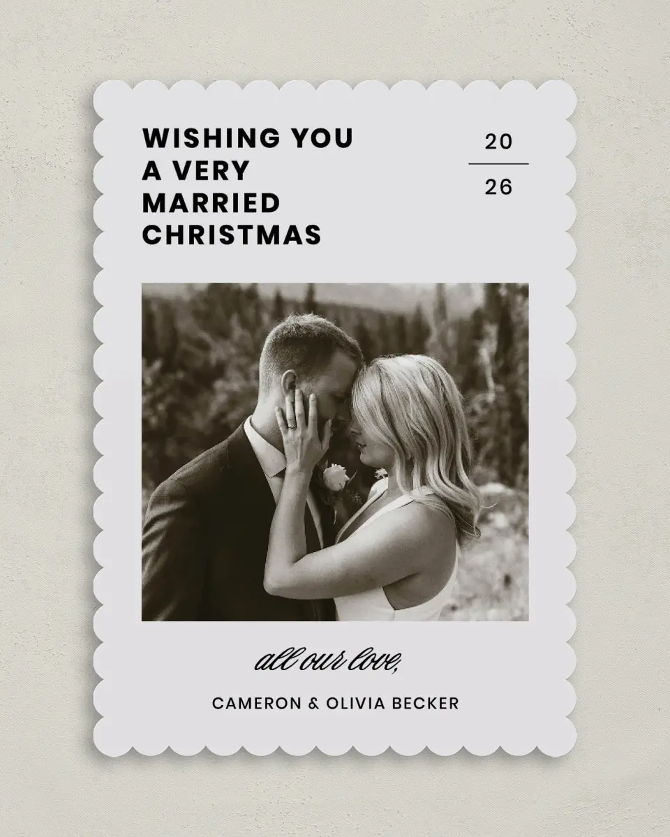 This is a 5" x 7" Christmas Card called Married Wish printed in full color on Premium Smooth paper on Premium Smooth paper on Premium Smooth paper