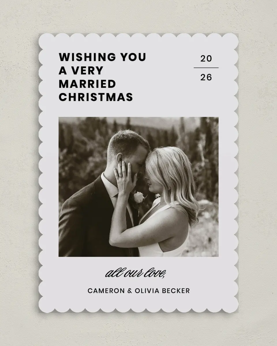 This is a 5" x 7" Christmas Card called Married Wish printed in full color on Premium Smooth paper on Premium Smooth paper on Premium Smooth paper
