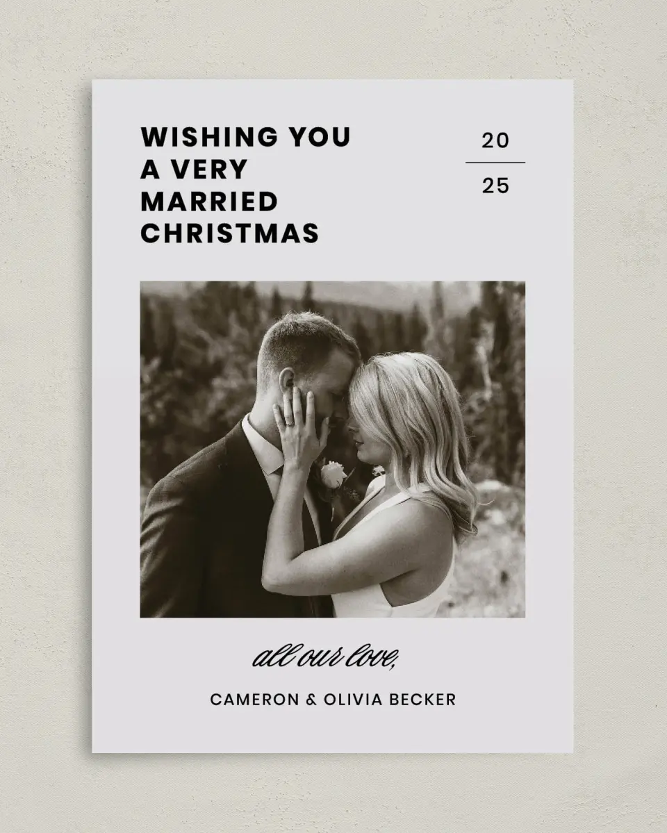 This is a 5" x 7" Christmas Card called Married Wish printed in full color on Premium Smooth paper