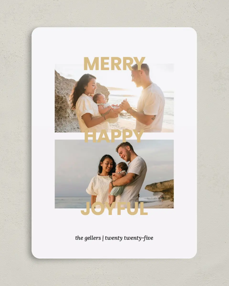 This is a 5" x 7" Christmas Card called Happy Times printed in full color on Premium Smooth paper