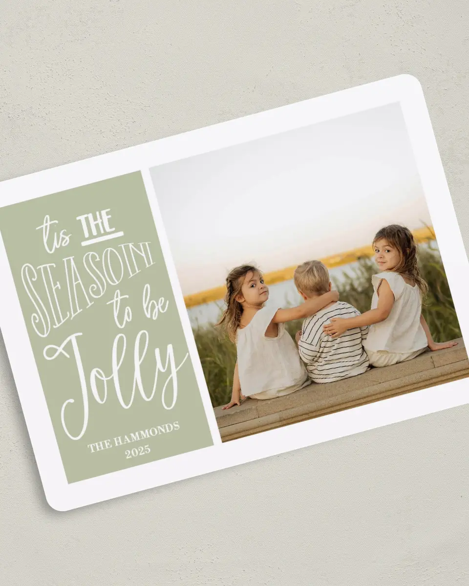This is a 5" x 7" Christmas Card called Time to be Jolly printed in full color on Premium Smooth paper