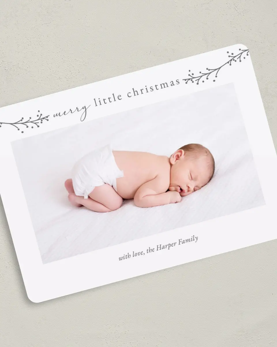 This is a 5" x 7" Christmas Card called Merry Little Christmas printed in full color on Premium Smooth paper