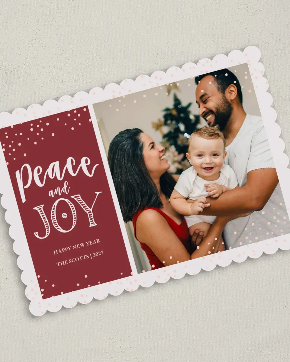 This is a 5" x 7" Christmas Card called Snowy Peace printed in full color on Premium Smooth paper on Premium Smooth paper on Premium Smooth paper