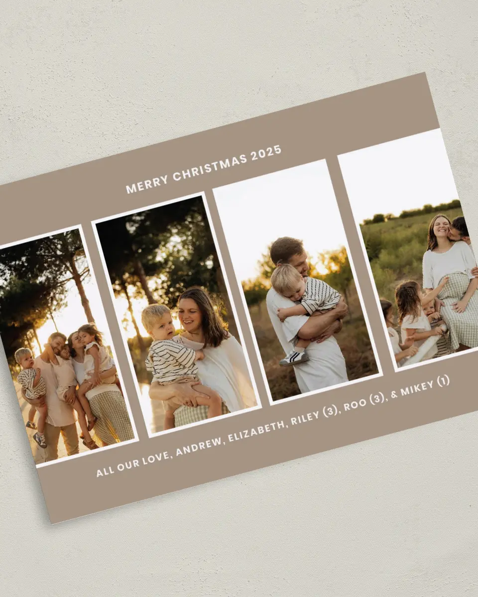 This is a 5" x 7" Christmas Card called Holiday Highlight printed in full color on Premium Smooth paper