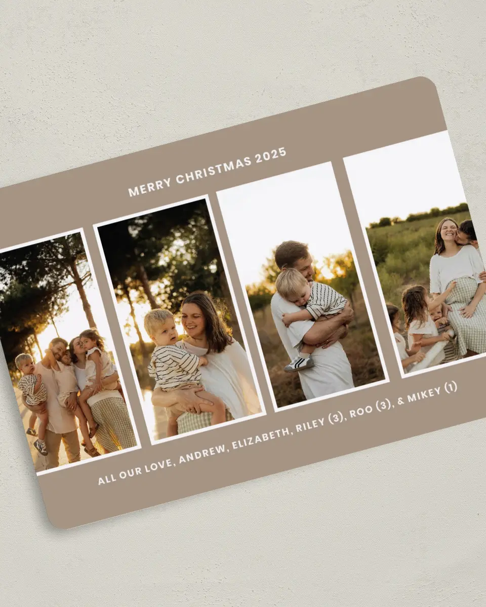 This is a 5" x 7" Christmas Card called Holiday Highlight printed in full color on Premium Smooth paper