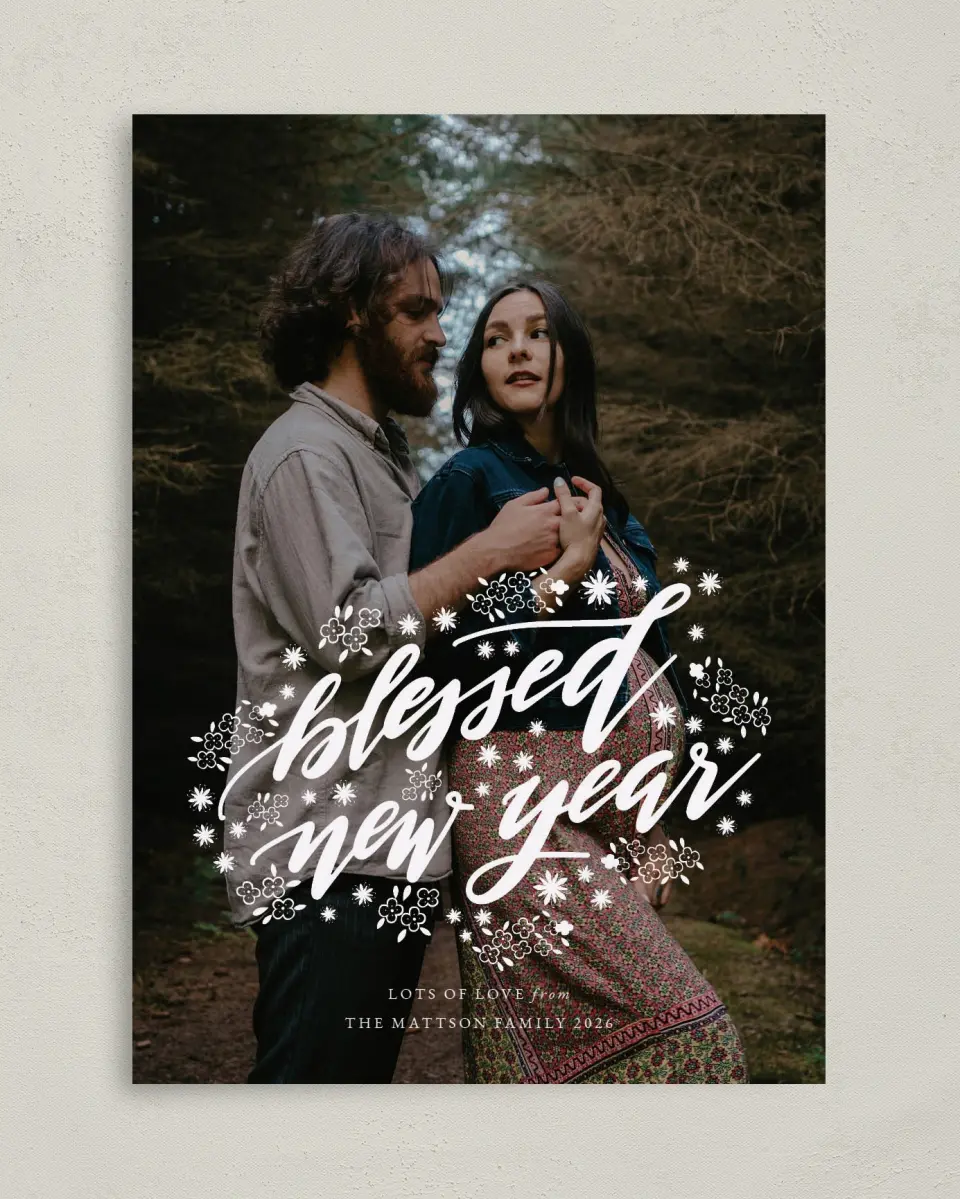 This is a 5" x 7" Christmas Card called News for the New Year printed in full color on Premium Smooth paper