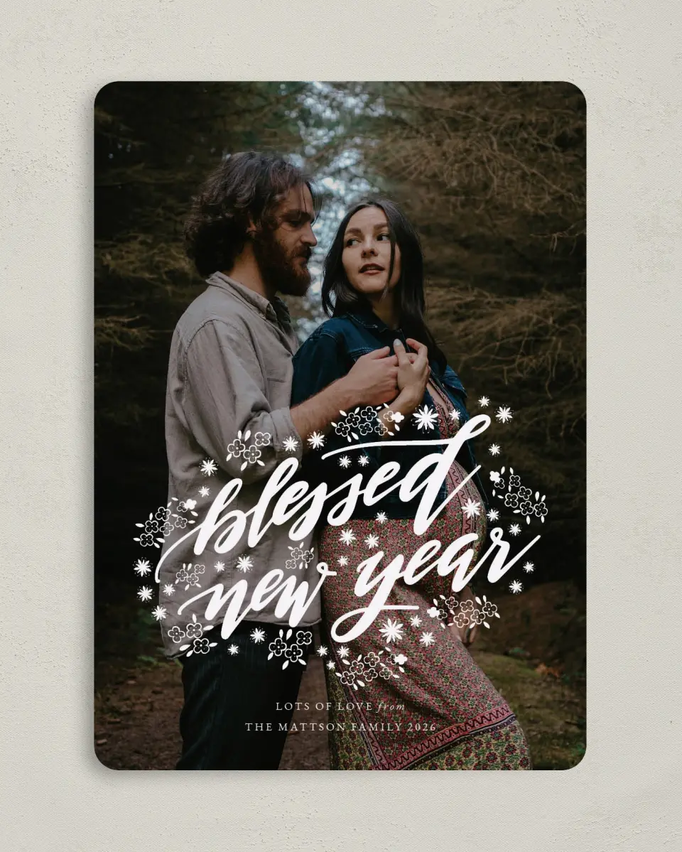 This is a 5" x 7" Christmas Card called News for the New Year printed in full color on Premium Smooth paper