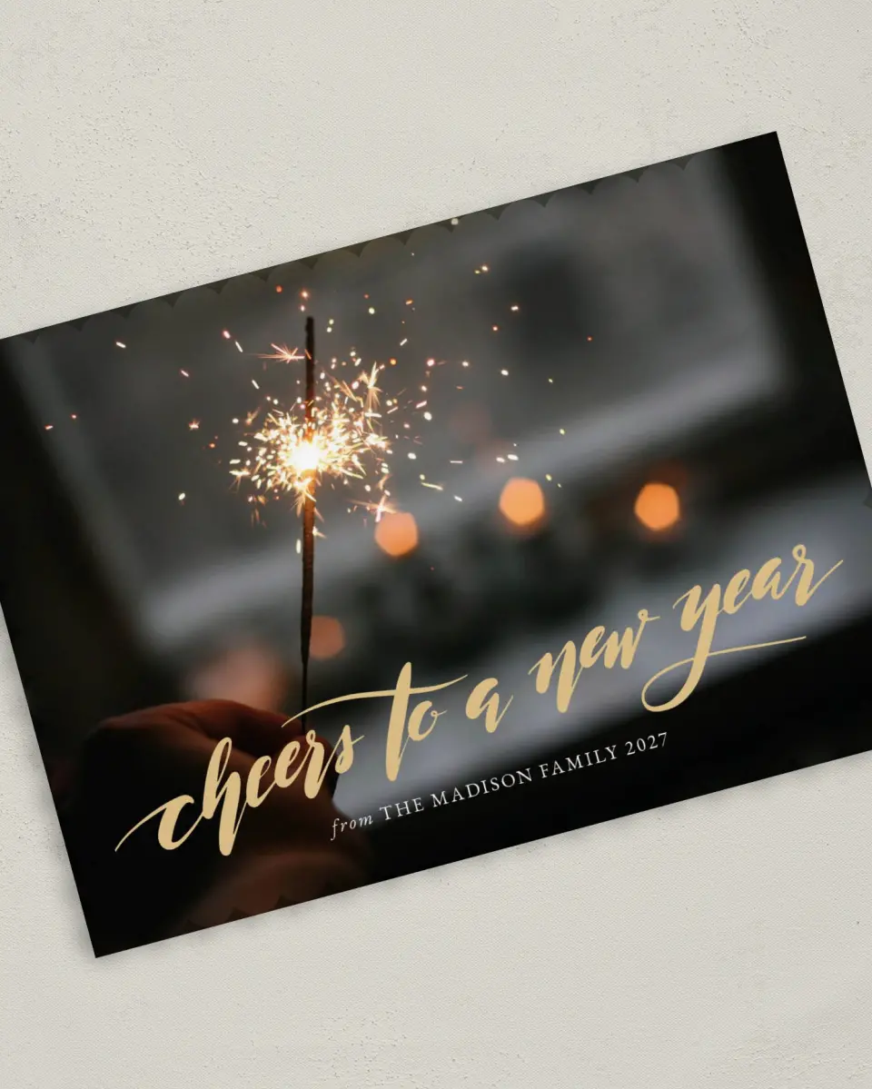 This is a 5" x 7" Christmas Card called Gilded Blessing printed in full color on Premium Smooth paper on Premium Smooth paper on Premium Smooth paper