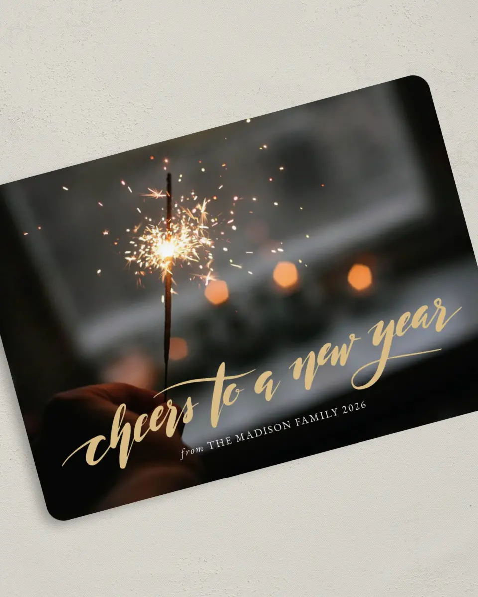 This is a 5" x 7" Christmas Card called Gilded Blessing printed in full color on Premium Smooth paper