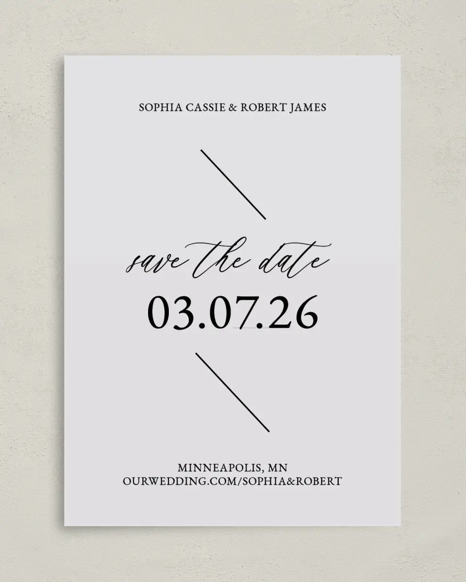 This is a 5" x 7" Save the Date Card called Magical Love printed in full color on Premium Smooth paper
