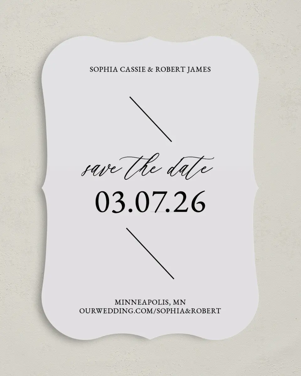 This is a 5" x 7" Save the Date Card called Magical Love printed in full color on Premium Smooth paper