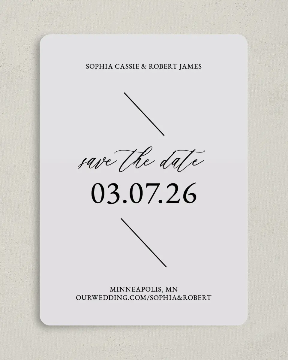 This is a 5" x 7" Save the Date Card called Magical Love printed in full color on Premium Smooth paper