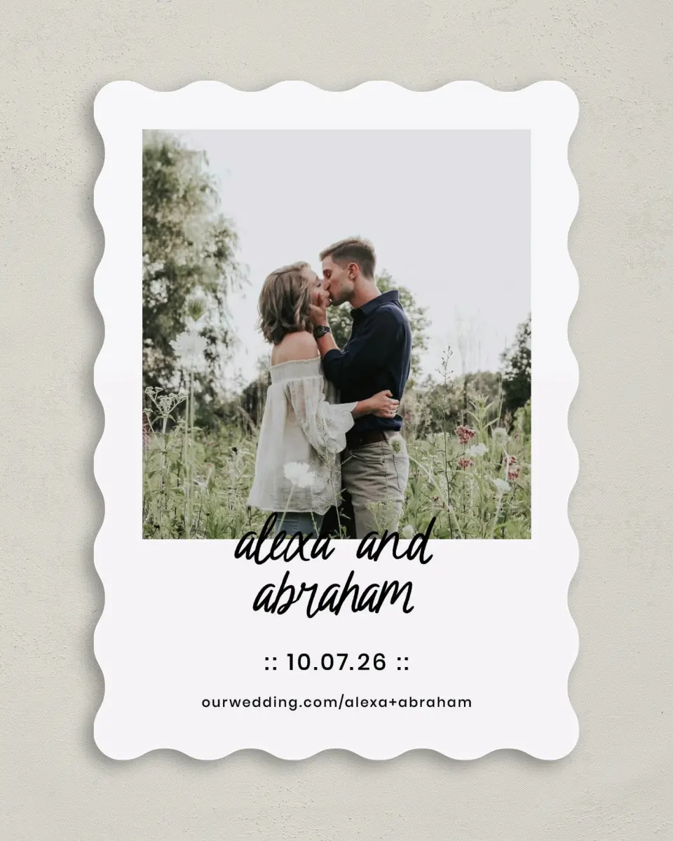This is a 5" x 7" Save the Date Card called Simple Things printed in full color on Premium Smooth paper