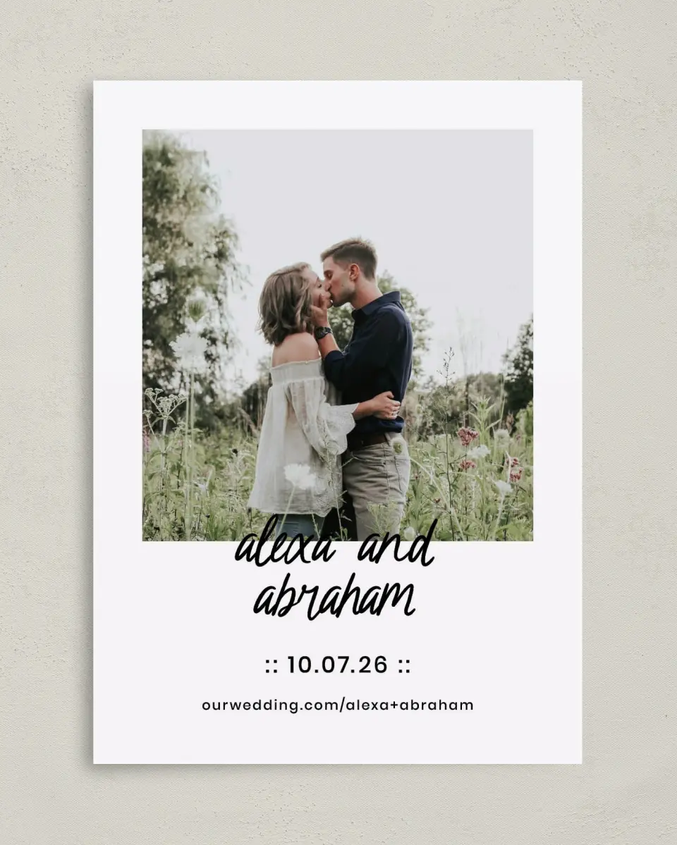 This is a 5" x 7" Save the Date Card called Simple Things printed in full color on Premium Smooth paper