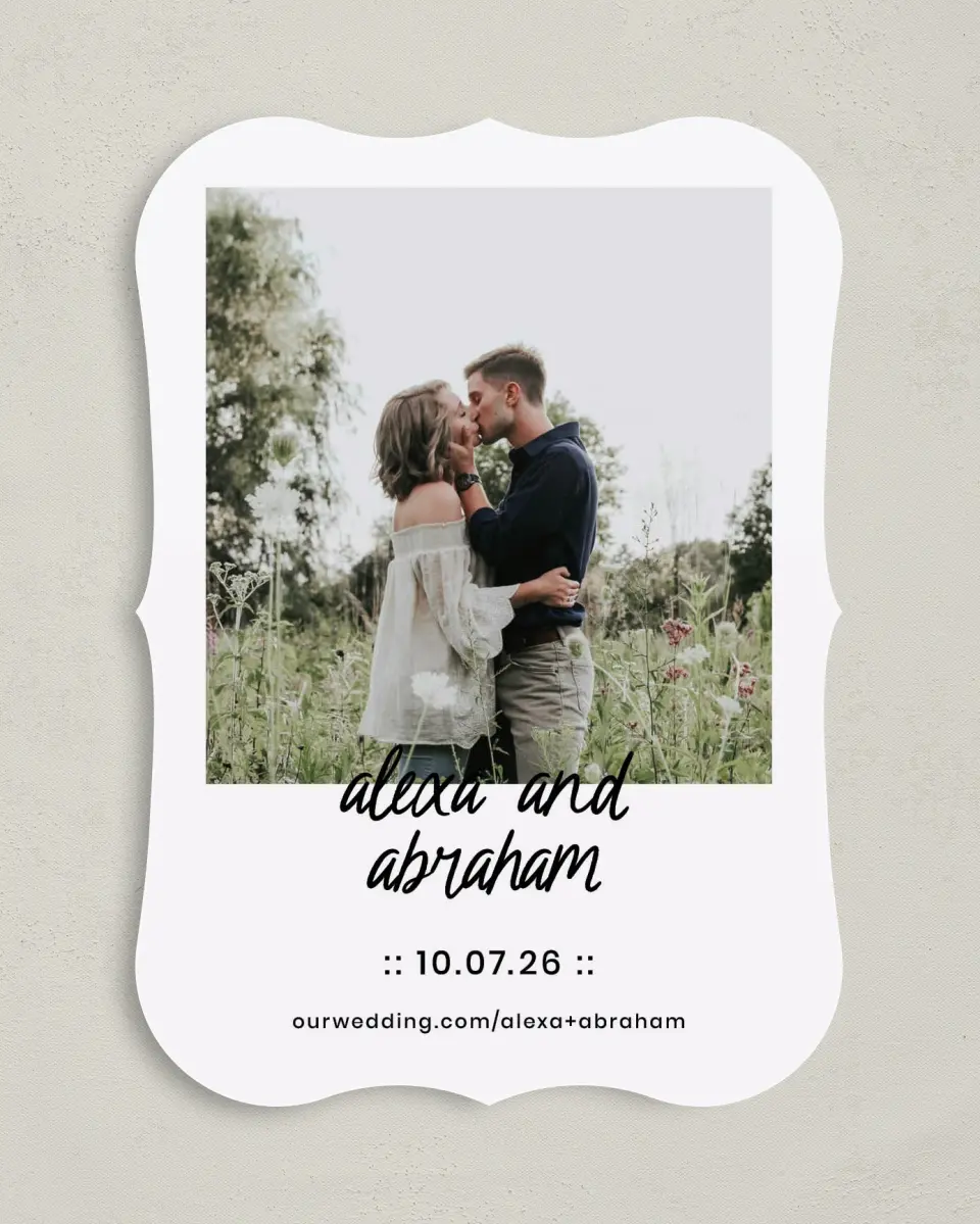This is a 5" x 7" Save the Date Card called Simple Things printed in full color on Premium Smooth paper