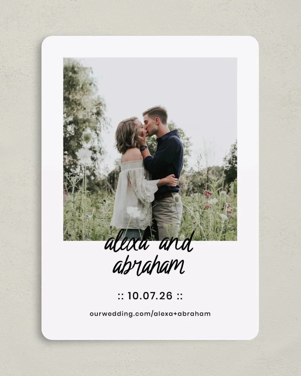 This is a 5" x 7" Save the Date Card called Simple Things printed in full color on Premium Smooth paper