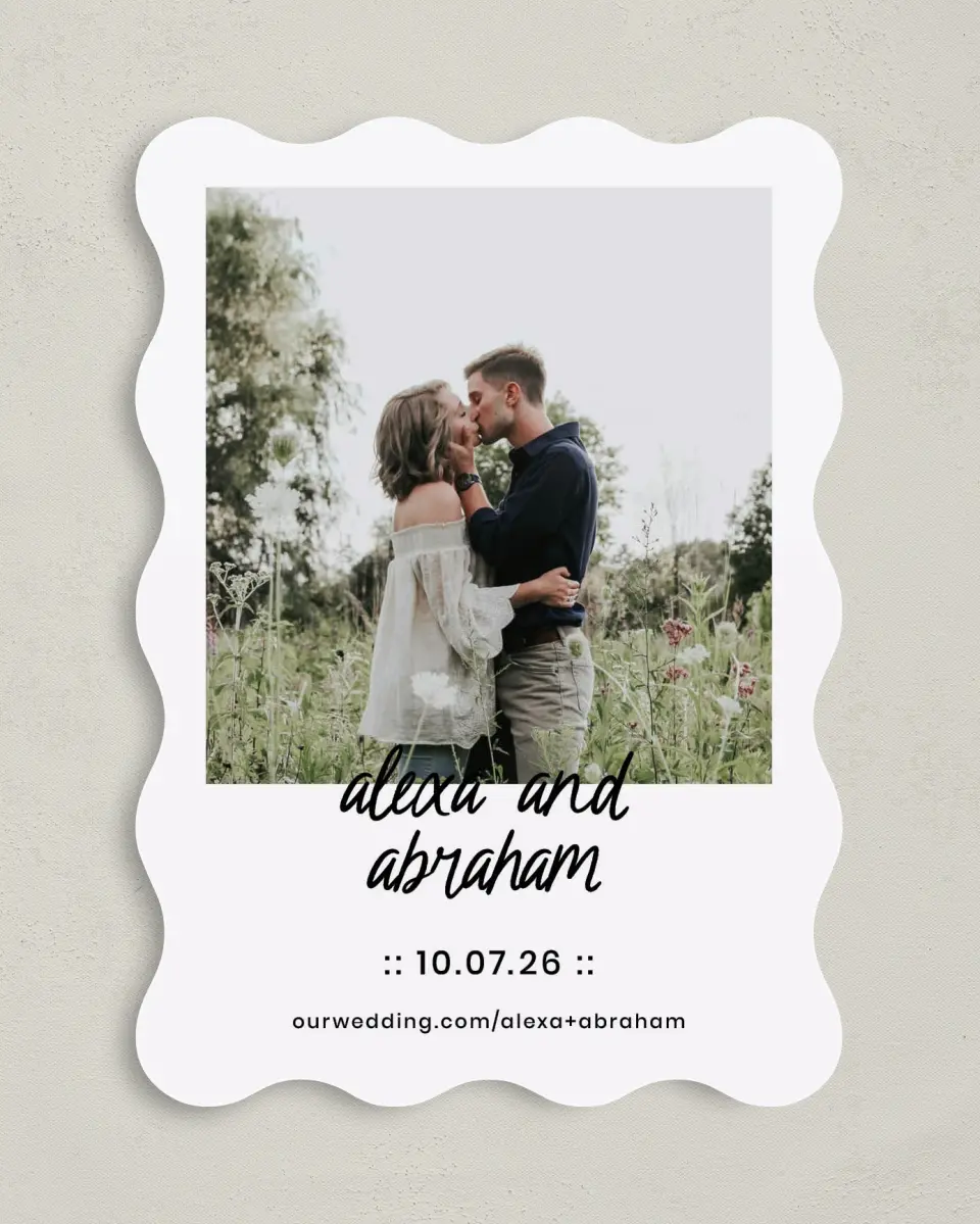 This is a 5" x 7" Save the Date Card called Simple Things printed in full color on Premium Smooth paper