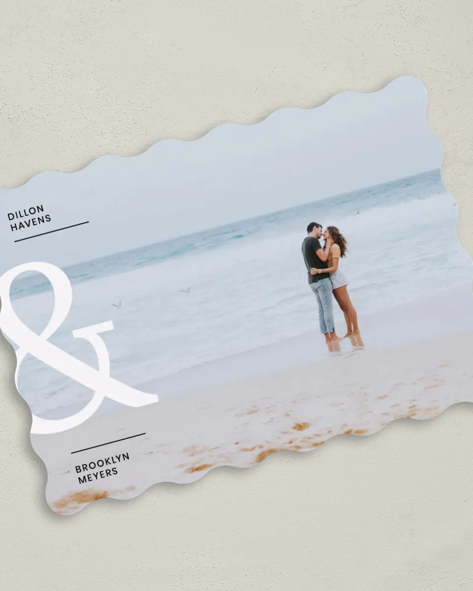 This is a 5" x 7" Save the Date Card called Daydreams printed in full color on Premium Smooth paper