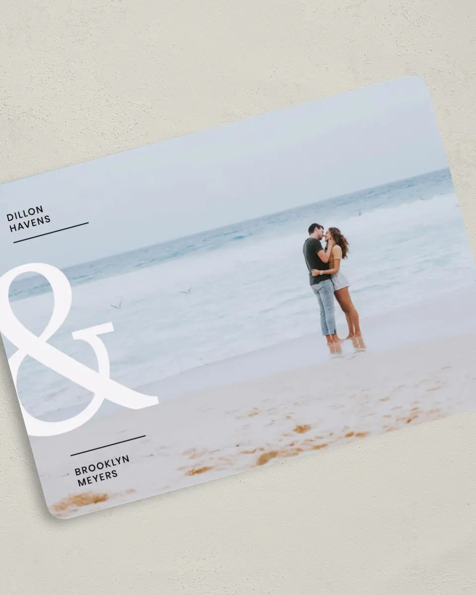 This is a 5" x 7" Save the Date Card called Daydreams printed in full color on Premium Smooth paper