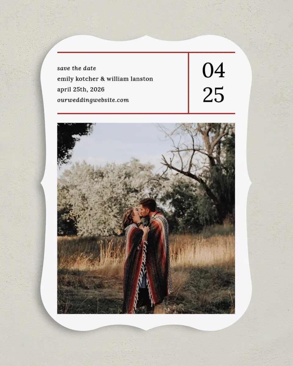 This is a 5" x 7" Save the Date Card called Measure of Love printed in full color on Premium Smooth paper