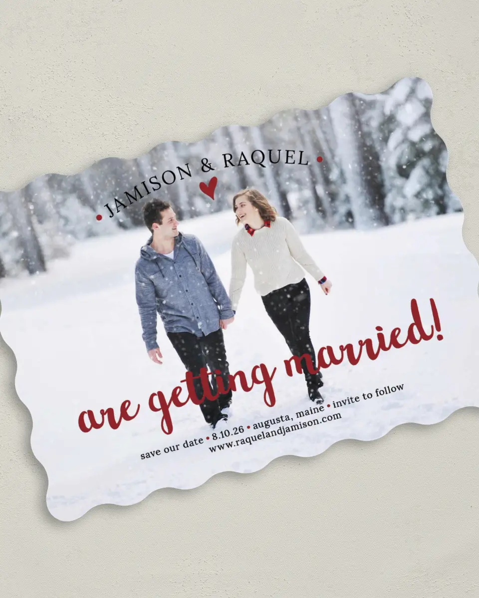 This is a 5" x 7" Save the Date Card called Adventure Awaits printed in full color on Premium Smooth paper