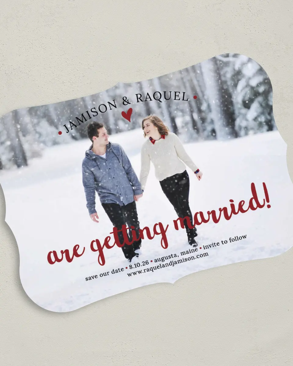 This is a 5" x 7" Save the Date Card called Adventure Awaits printed in full color on Premium Smooth paper