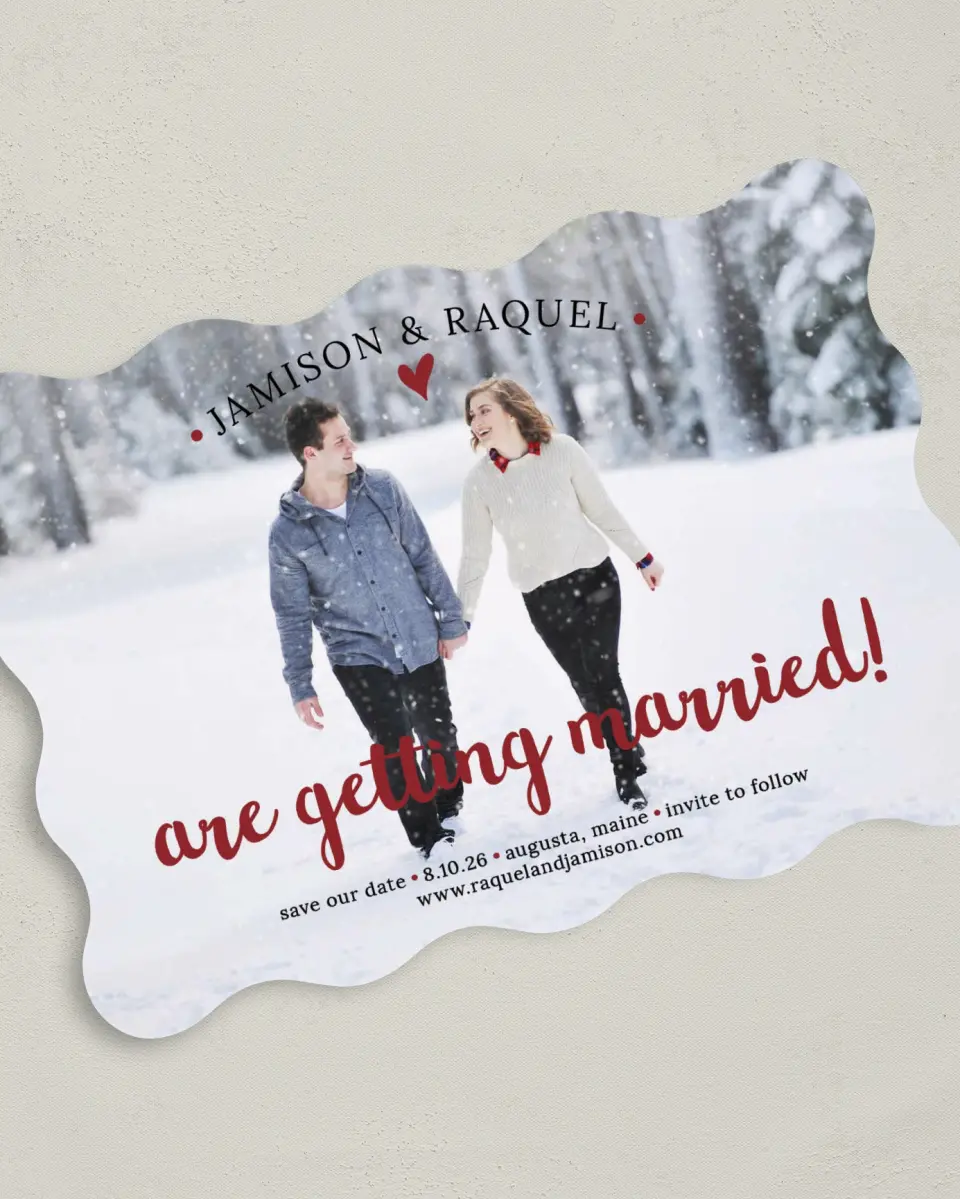 This is a 5" x 7" Save the Date Card called Adventure Awaits printed in full color on Premium Smooth paper
